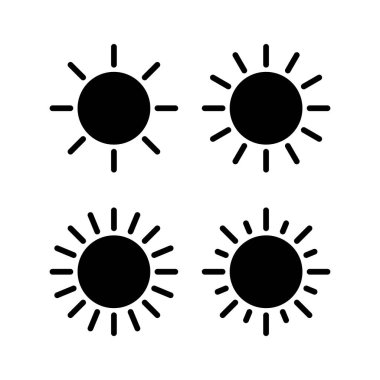 Güneş ikonu vektör illüstrasyonu. Parlaklık işareti ve sembol.