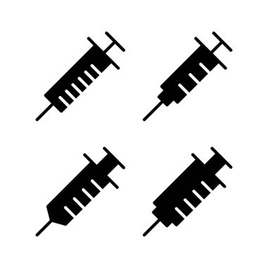 Şırınga ikonu vektör çizimi. İğne işareti ve sembol. Aşı simgesi