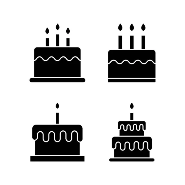 ケーキアイコンベクトルイラスト ケーキのサインとシンボル 誕生日ケーキのアイコン — ストックベクタ