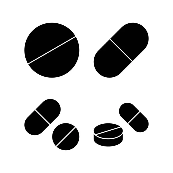 Ilustracja Wektora Pigułek Ikona Kapsułki Znak Symbol Narkotyków — Wektor stockowy