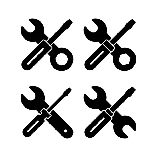 Reparatie Tools Pictogram Vector Illustratie Gereedschapsteken Symbool Instelling Pictogram Wrench — Stockvector