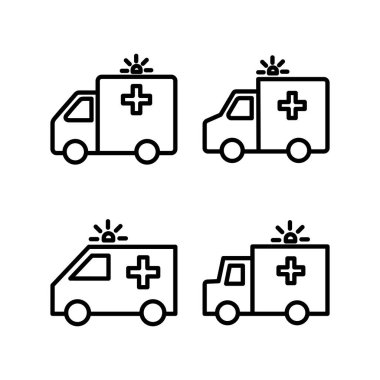 Ambulans simgesi vektör illüstrasyonu. Ambulans kamyonu işareti ve sembol. Ambulans arabası