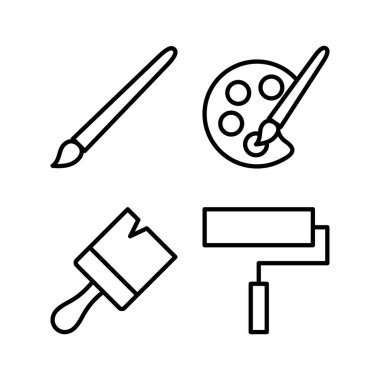 Simge vektör illüstrasyonunu boya. Boya fırçası işareti ve sembol. boyama silindiri vektörü