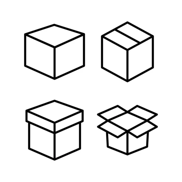 ボックスアイコンベクトルイラスト ボックスサインとシンボル小包パッケージ — ストックベクタ