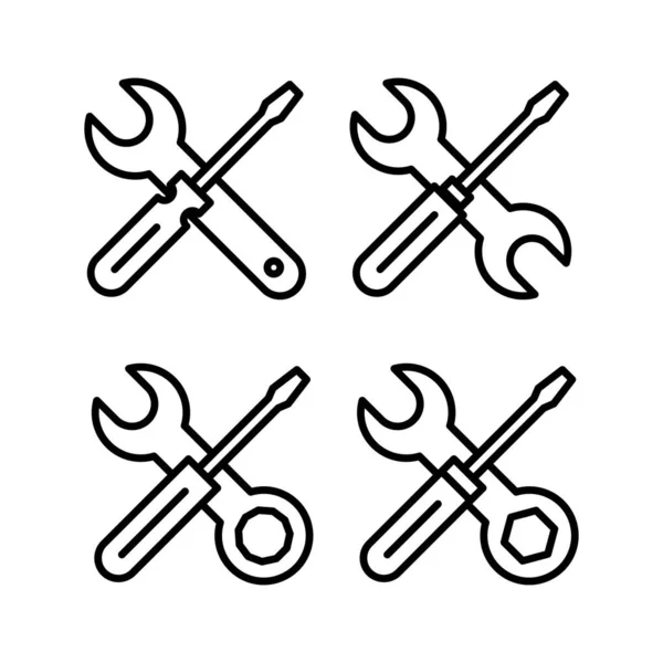 Ilustracja Wektora Ikony Narzędzi Naprawczych Znak Narzędzia Symbol Ustawianie Ikony — Wektor stockowy