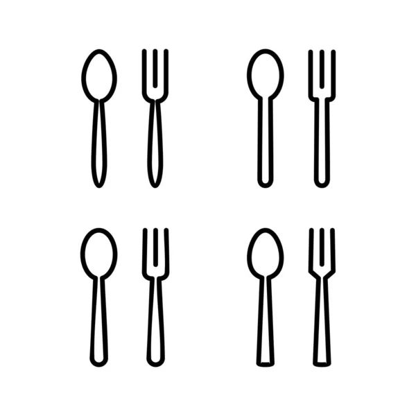スプーンとフォークアイコンのベクトルイラスト スプーンフォークナイフアイコンベクトル レストランの看板や記号 — ストックベクタ