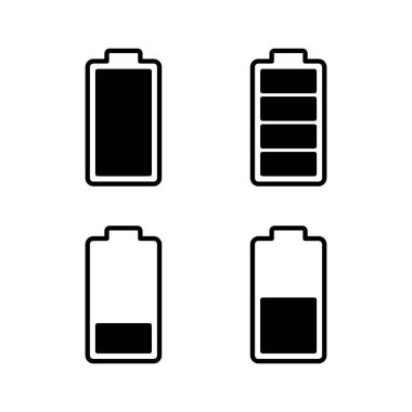 Batarya ikonu vektör çizimi. Pil şarj işareti ve sembol. pil şarj seviyesi