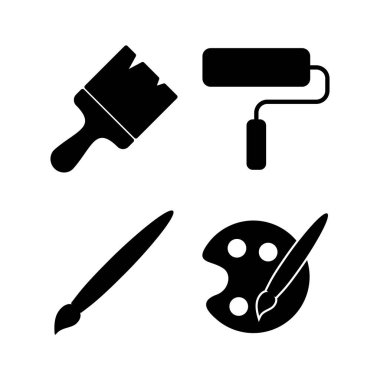 Simge vektör illüstrasyonunu boya. Boya fırçası işareti ve sembol. boyama silindiri vektörü