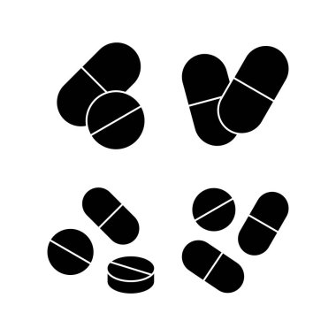 İlaç ikonu vektör illüstrasyonu. Kapsül simgesi. Uyuşturucu işareti ve sembol