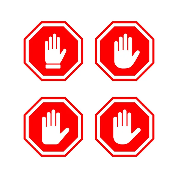 停止图标矢量插图 停车标志 手停止标志和符号 不要用手进入停红牌 — 图库矢量图片