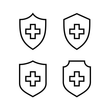 Sağlık sigortası ikonu vektör illüstrasyonu. Sigorta belgesi imzası ve sembolü