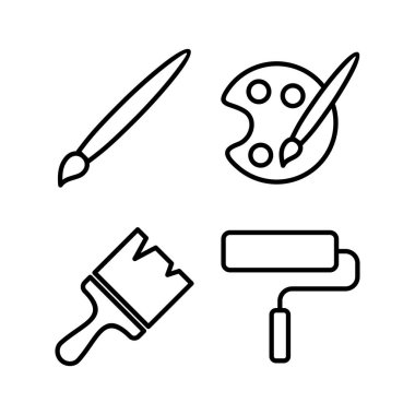 Simge vektör illüstrasyonunu boya. Boya fırçası işareti ve sembol. boyama silindiri vektörü