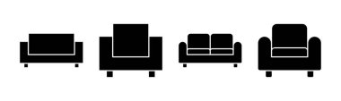 Koltuk simgesi vektör illüstrasyonu. Kanepe işareti ve sembol. mobilya simgesi