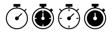 Kronometre ikon vektör illüstrasyonu. Zamanlayıcı işareti ve sembol. Geri sayım simgesi. Zaman Dönemi
