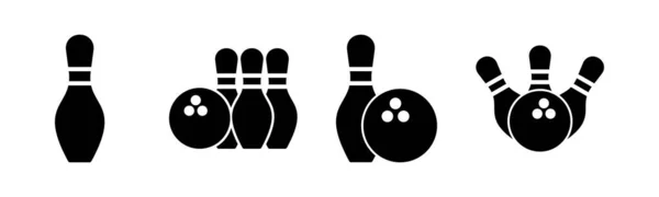 Obrázek Vektoru Bowlingové Ikony Bowlingová Koule Pin Znamení Symbol — Stockový vektor