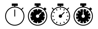Kronometre ikon vektör illüstrasyonu. Zamanlayıcı işareti ve sembol. Geri sayım simgesi. Zaman Dönemi