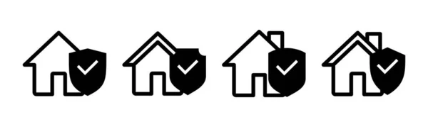 Hemförsäkring Ikon Vektor Illustration Skylt Och Symbol För Skydd Hemmet — Stock vektor