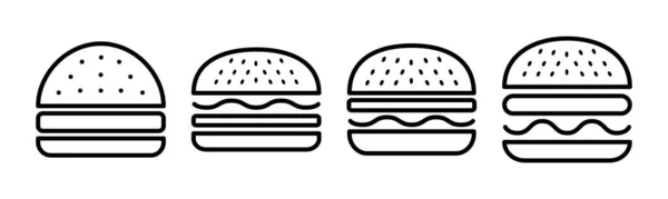 Бургери Іконки Векторні Ілюстрації Знак Бургер Символ Гамбургер — стоковий вектор