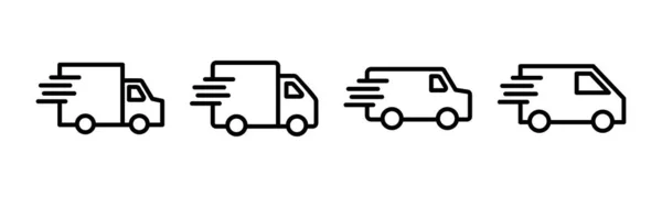 送货卡车图标矢量插图 送货卡车的标志和符号 运送速递图标 — 图库矢量图片