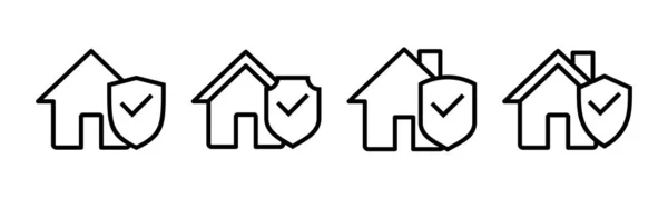 Векторная Иллюстрация Иконки Домашнего Страхования Знак Символ Защиты Дома — стоковый вектор