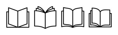 Kitap ikonu vektör çizimi. Açık kitap işareti ve sembol. Kitap simgesi
