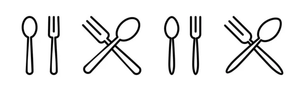 スプーンとフォークアイコンのベクトルイラスト スプーンフォークナイフアイコンベクトル レストランの看板や記号 — ストックベクタ