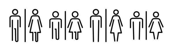 아이콘 일러스트 소녀들 소년들은 화장실 상징을 화장실 사인이요 화장실 — 스톡 벡터