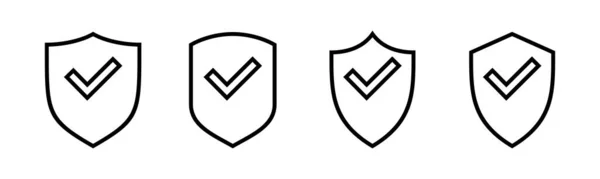 Щит Позначки Перевірки Значка Векторні Ілюстрації Знак Схвалення Захисту Піктограма — стоковий вектор