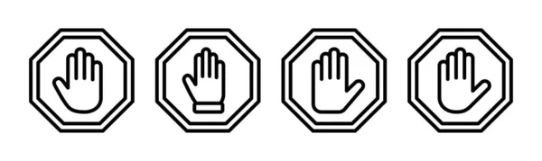 아이콘 일러스트를 중지하 십시오 표지판을 멈추고 표지판 상징을 사용하 손으로 — 스톡 벡터