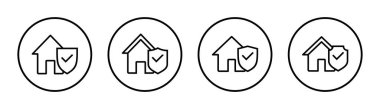 Ev sigortası ikonu çizimi. ev koruma işareti ve sembol