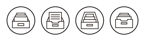 Archivordner Icon Set Illustration Dokument Vektor Symbol Archivspeichersymbol — Stockvektor