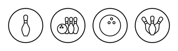 Ikona Kręgli Zestaw Ilustracji Kręgielnia Pin Znak Symbol — Wektor stockowy