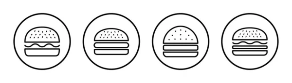 バーガーアイコンセットイラスト バーガーの看板とシンボル ハンバーグ — ストックベクタ