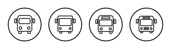 バスアイコンセットイラスト バスの標識と記号 輸送記号 — ストックベクタ