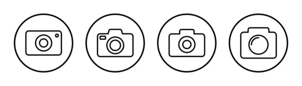 Illustrazione Set Icona Fotocamera Foto Fotocamera Segno Simbolo Icona Della — Vettoriale Stock