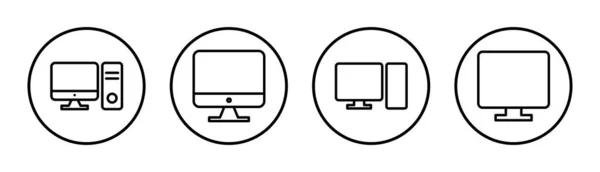 Computer Ikone Setzte Illustration Zeichen Und Symbol Des Computermonitors — Stockvektor