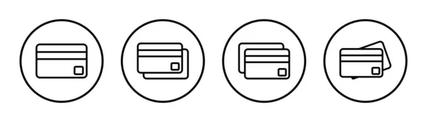 Ilustracja Zestawu Ikon Kart Kredytowych Znak Symbol Płatności Kartą Kredytową — Wektor stockowy