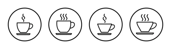 Ikona Filiżanki Kawy Zestaw Ilustracja Filiżanka Kawy Znak Symbol — Wektor stockowy
