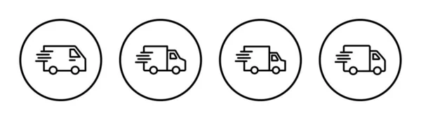 Lieferwagen Icon Set Illustration Lieferwagen Zeichen Und Symbol Schnelle Lieferung — Stockvektor