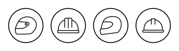 Helm Icon Set Illustration Motorradhelmschild Und Symbol Bauhelm Ikone Schutzhelm — Stockvektor