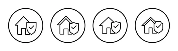 Ikona Pojištění Domácnosti Nastavit Ilustraci Značka Symbol Ochrany Domácnosti — Stockový vektor