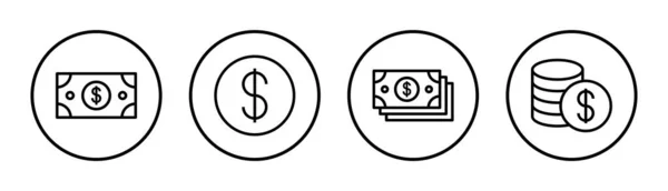 Pénz Ikon Készlet Illusztráció Pénzjel Szimbólum — Stock Vector