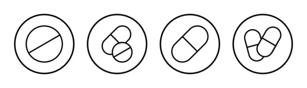 Piller Ikon Set Illustration Kapselikon Knark Tecken Och Symbol — Stock vektor