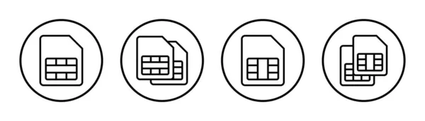 シムカードのアイコンセットイラスト デュアルSimカードのサインと記号 — ストックベクタ