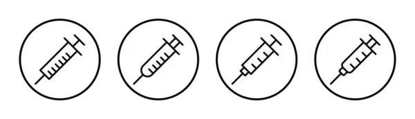 Spuit Pictogram Set Illustratie Injectieteken Symbool Pictogram Vaccin — Stockvector