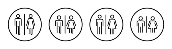 Toilet Icoon Set Illustratie Meisjes Jongens Toiletten Teken Symbool Badkamerbord — Stockvector