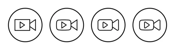 Illustrazione Set Icona Video Segno Simbolo Della Videocamera Segno Del — Vettoriale Stock