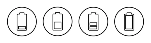 电池图标集插图 电池充电标志和符号 电池充电水平 — 图库矢量图片