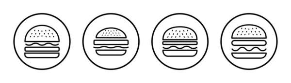Burger Ikone Setzte Illustration Burger Zeichen Und Symbol Hamburger — Stockvektor