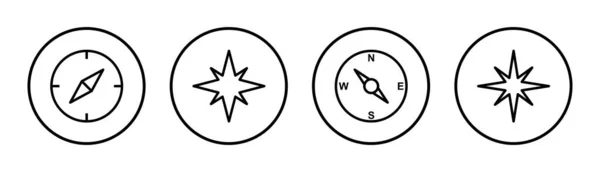 Bussola Icona Set Illustrazione Freccia Bussola Icona Segno Simbolo — Vettoriale Stock